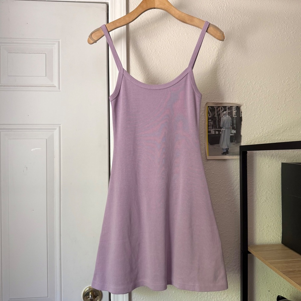 LOS ANGELES APPAREL lilac lavender purple rib ribbed sleeveless mini dress
